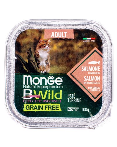 Паштет для котів Monge Cat Wet Bwild Grain Free Adult Лосось 100 г (8009470012881)