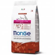 Сухий корм для дорослих собак мініатюрних порід Monge Dog Monoprotein Extrasmall Adult зі смаком ягня, рису та картоплі 800 г (8009470011471)