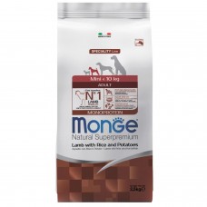 Сухий корм для дорослих собак малих порід Monge Dog Monoprotein Breeder Mini Adult зі смаком ягня, рису та картоплі 2.5 кг (8009470011549)