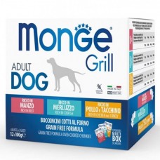 Вологий корм для собак Monge Dog Grill MIX тріска, індичка, курка, яловичина 1.2кг (8009470017510)