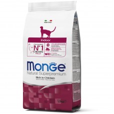 Сухий корм для дорослих домашніх котів Monge Cat Indoor зі смаком курки та рису 400 г (8009470005104)