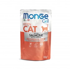 Вологий корм для кошенят шматочки у соусі Monge Cat Grill Kitten зі смаком лосося та овочів 85г (8009470013604)
