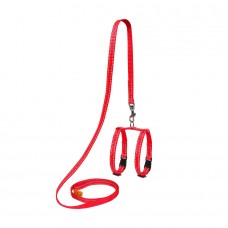 Шлея "Dog Extremе" з нейлону регульована з повідцем для морських свинок, декор.крис (ширина 10мм, В:12-22см), червоний (2007013000001)