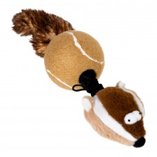 Іграшка для собак Борсук з 2-ма пищалками GiGwi Catch & fetch, штучне хутро, тенісна гума, мотузка, 32 см (4823089351094)