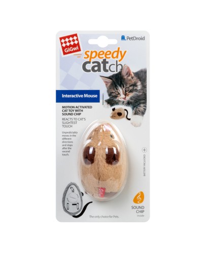 Іграшка для котів Інтерактивна мишка GiGwi speedy Catch штучне хутро, 9 см (4823089351032)
